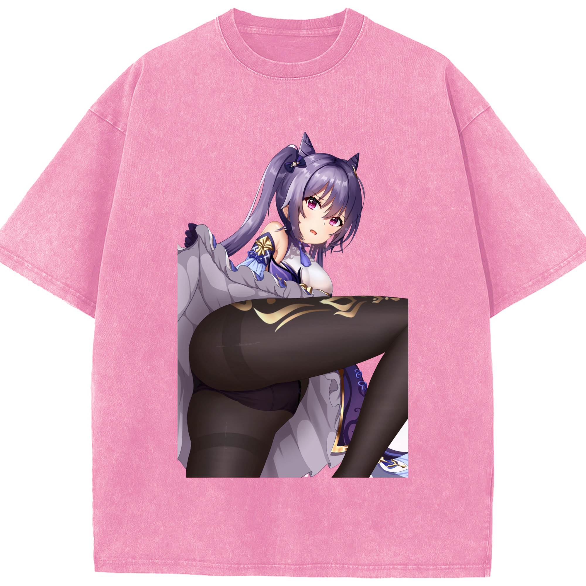 げんし神 刻晴 こくせい genshin Kokusei 綿100% ヴィンテージ風 半袖Tシャツ（フロントプリント）